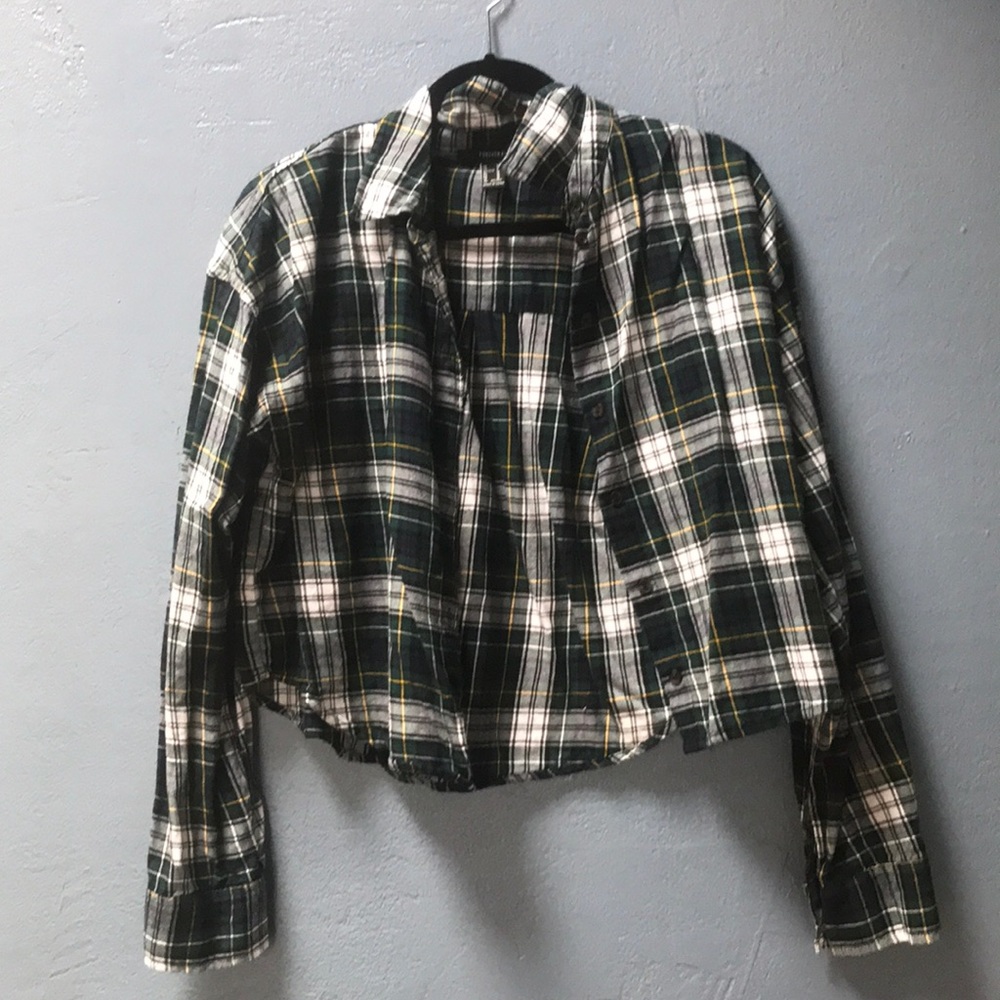 Forever 21 Cropped Blue/Green Plaid Top